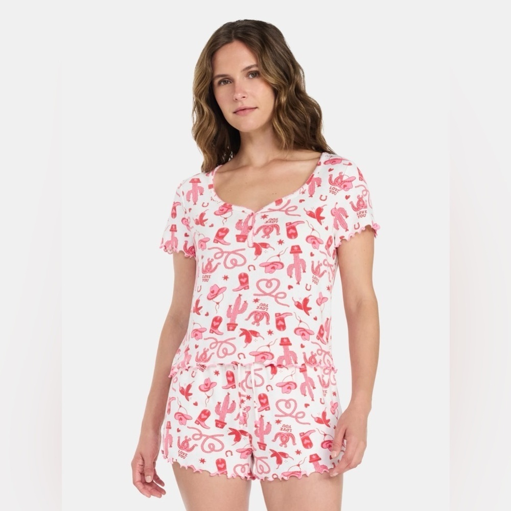 NWOT Chic Pink Cactus Print Pajama Set Women’s